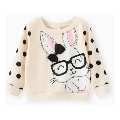 Toddler Girl Cute Rabbit Print Polka dots Pullover Sweatshirt