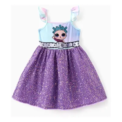 L.O.L. SURPRISE!Â Toddler/Kid 1pc Character Print Flutter-sleeve Sequins Dress