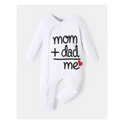 Baby Boy/Girl 95% Cotton Long-sleeve Love Heart and Letter Print Jumpsuit