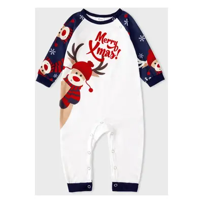 Christmas Family Pajamas Reindeer Pattern Big Graphic Raglan Sleeves Pajamas Sets