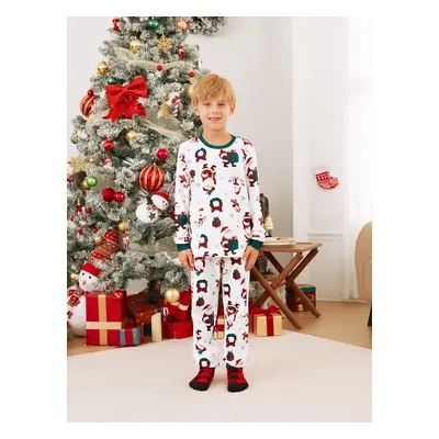 Christmas Family Matching Santa & Wreaths Print Long-sleeve Pajamas Sets