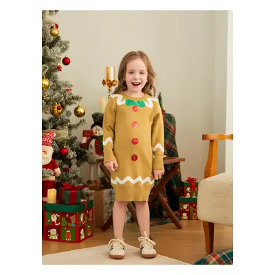 Christmas Family Matching Whimsical Gingerbread Man Sequin Embellishment Knitwear Sweater