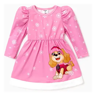 PAW Patrol Toddler Girl skye Snowflake Positioning Puff-sleeve Dress