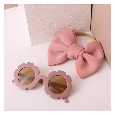 2pcs Toddler Bow Decor Headband and Sunglasses Set