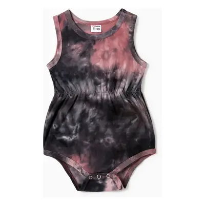 Mommy and Me Black and Red Tie-Dyed Sleeveless Body-con Dress