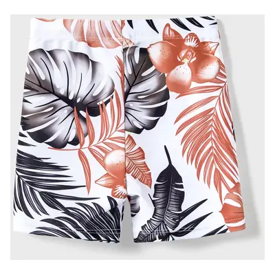 Family Matching Floral Drawstring Swim Trunks or Color Block Wrap Side Swimsuit with Optional Sw