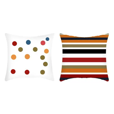 2-Pack Geometric Color Block Canvas Pillow Covers in Minimalist Style for Linen Cushions