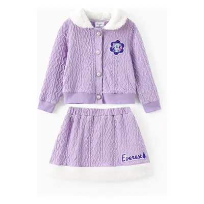 PAW Patrol Toddler Girls 2pcs Fluffy Collar Textured Knit Cardigan with Skirt Set