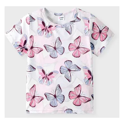 Toddler Girl Butterfly Embroidered/Print Short-sleeve Tee