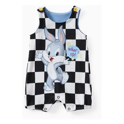 Looney Tunes Baby Boys/Girls 1pc Grid/Houndstooth Character Print Sleeveless Romper