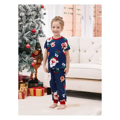 Christmas Family Matching Allover Santa and Reindeer Pattern Pajamas Sets