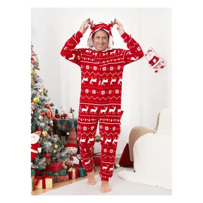 Christmas Pajamas Sets Polar Fleece 3D Antler Reindeer Pattern Onesies Matching Family Outfits