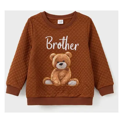 Family Matching Bear Print Long-sleeve Tops