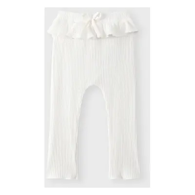 Baby Girl 95% Cotton Rib Knit Ruffle Trim Pants Leggings