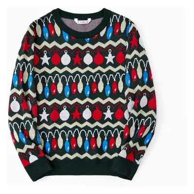 Christmas Family Matching Allover Christmas Light Pattern Long Sleeves Sweater