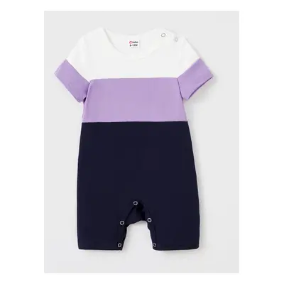 Family Matching Sets Color Block Tee or Lavender Purple Button Elastic Waist Ruffle Hem Strap Dr