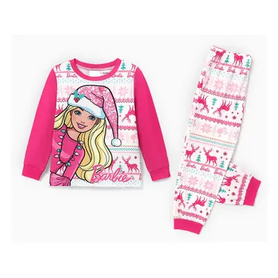 Barbie Christmas Mommy and Me Snowflake Deer Pattern Print Pajamas Sets (Flame Resistant)