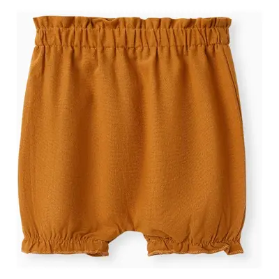 100% Cotton Baby Girl Solid Ruffle Elasticized Waist Bloomers Shorts