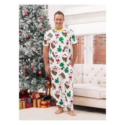 Christmas Family Matching Allover Christmas-Theme Pattern Pajamas Sets with Drawstring and Pocke