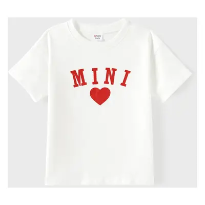 Mommy and Me Oversize Heart Pattern Cotton Short Sleeves Top