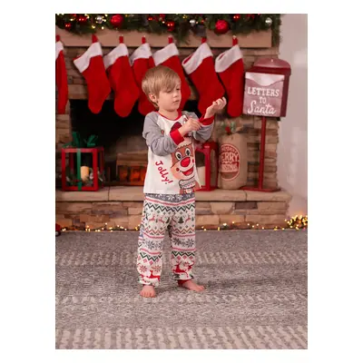 Christmas Pajamas Matching Outfits Raglan Sleeves Cartoon Reindeer Graphic Allover Pattern Pants