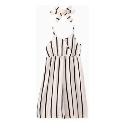 Kid Girl Stripe Surplice Neck Belted Cami Jumpsuits