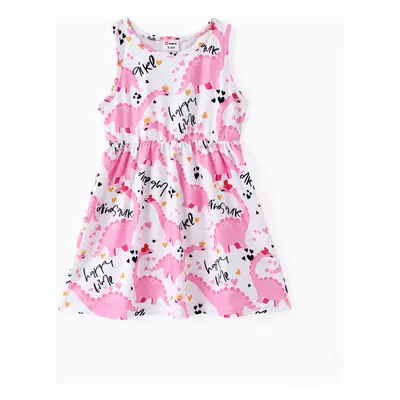 Toddler Girl Animal Dinosaur Print Sleeveless Dress