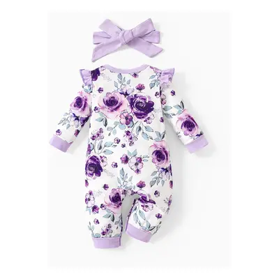 Naia 2pcs Baby Girl Floral Sweet Long Sleeve Jumpsuit Set