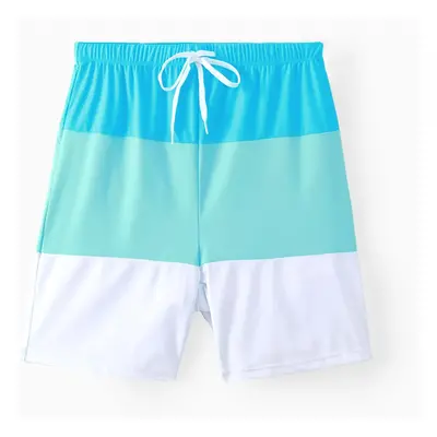 Family Matching Colorblock Swim Trunks or Shirred Ruffle Strap Two-Piece Swimsuit