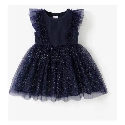 Baby Girl Ruffled Mesh Splice Dress