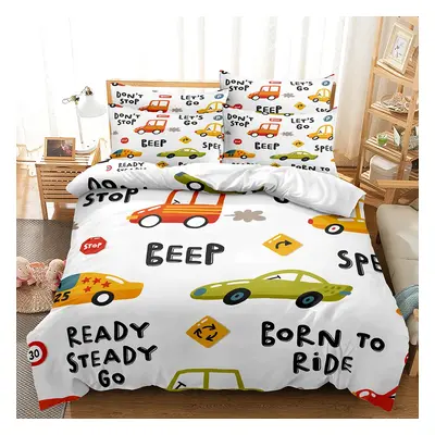 2/3pcs Children's Cartoon Car 3D Printed Digital Bedding Set