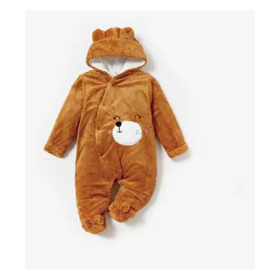 Baby Boy/Girl Bear Style Fleece Hooded Footed Jumpsuit