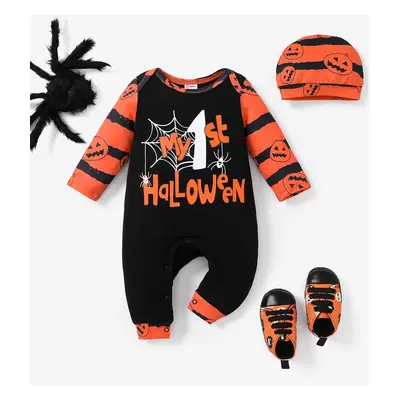 Halloween Baby Boy/Girl Naia™ Letter Jumpsuit with Hat