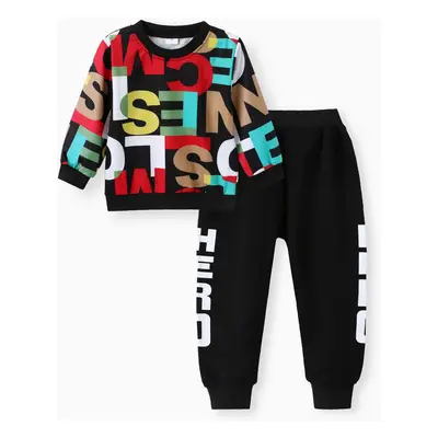 2-piece Toddler Boy Letter Print Pullover and Pants Set