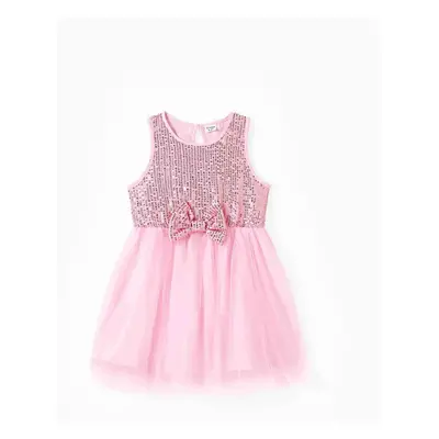 Family Matching Sets Pink Polo Shirt or Sleeveless Sequined Tulle Dress