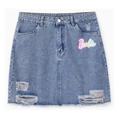 Barbie Mommy and Me Colorful Classic Letter Logo Print Denim Skirt