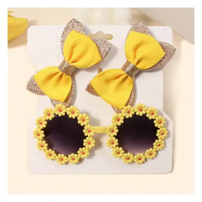 Toddler/kids Bow hairpin and flower glasses set