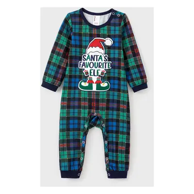 Christmas Family Matching Santa's Favorite ELF Plaid Pants Pajamas Sets