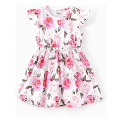 Toddler Girl Sweet Flutter-sleeve Floral Dress