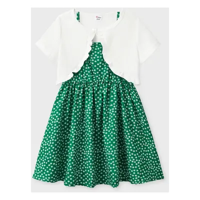 Sweet Floral Ruffle Dress Set for Girls - pcs