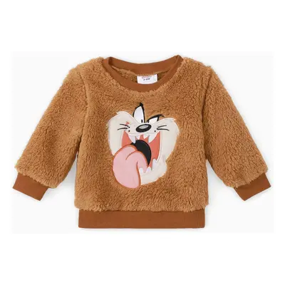 Looney Tunes Baby Boy/Girl Cartoon Animal Embroidered Long-sleeve Thermal Fuzzy Pullover