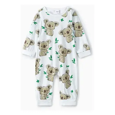 100% Cotton Koala Print Long-sleeve Baby Jumpsuit