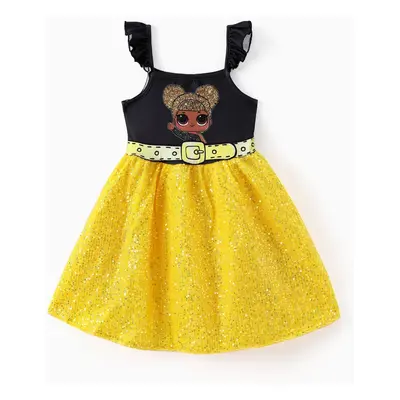 L.O.L. SURPRISE!Â Toddler/Kid 1pc Character Print Flutter-sleeve Sequins Dress