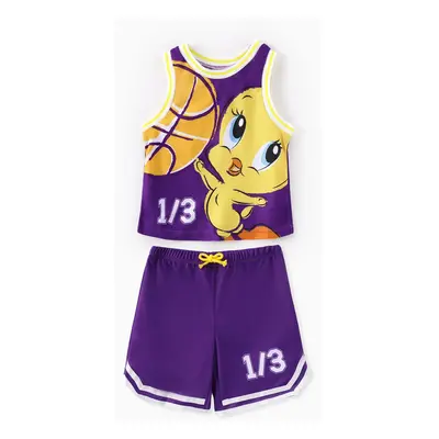 Looney Tunes 2pcs Toddler Girls Sporty Character Print Tank Top&Shorts Set