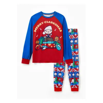 Christmas Vacation Family Matching Cartoon Character Image Elk Pattern Long-sleeve Pajamas Set (