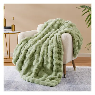 PatPat Double-Layer Plush Faux Rabbit Fur Bubble Jacquard Blanket