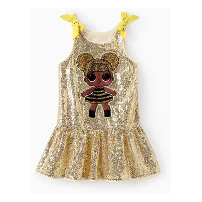 LOL SURPRISE! Toddler Girls 1pc Character Print Bowknot Sequin Sleeveless Dress