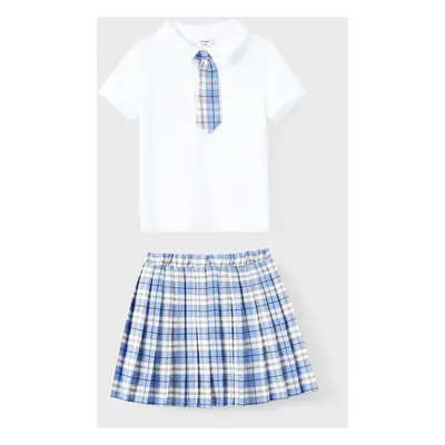 Family Matching Sets Preppy Style Blue Plaid Shirt or School Uniform Vibe Co-ord Set with Tie