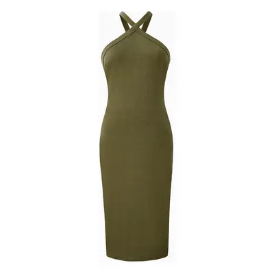 Mommy and Me Army Green Cross Halter Body-con Sleeveless Dress