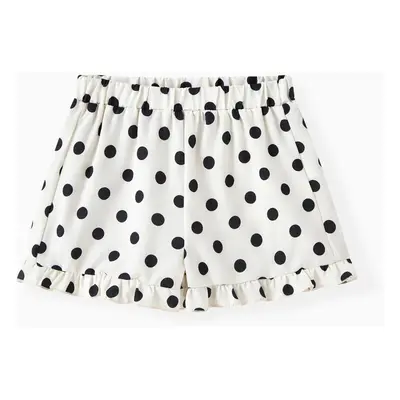 Toddler Girl Polka Dots Pattern Ruffle Hem Shorts